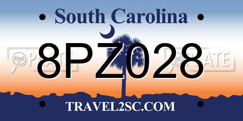 8PZ028 South Carolina License Plate
