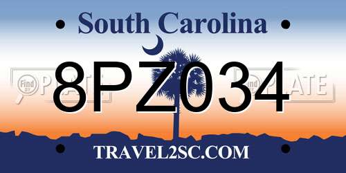 8PZ034 South Carolina License Plate