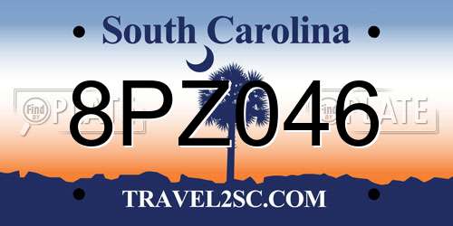8PZ046 South Carolina License Plate