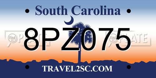 8PZ075 South Carolina License Plate