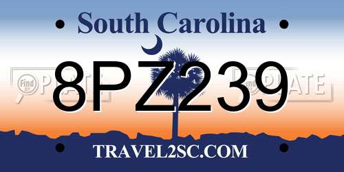 8PZ239 South Carolina License Plate