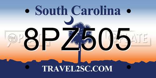 8PZ505 South Carolina License Plate