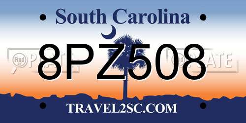 8PZ508 South Carolina License Plate