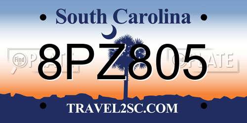 8PZ805 South Carolina License Plate