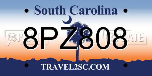 8PZ808 South Carolina License Plate