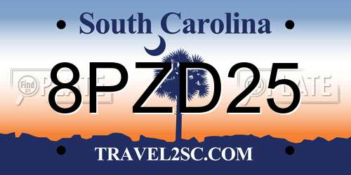 8PZD25 South Carolina License Plate