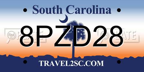 8PZD28 South Carolina License Plate