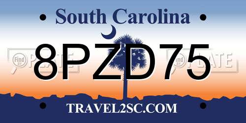 8PZD75 South Carolina License Plate