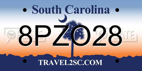 8PZO28 South Carolina License Plate