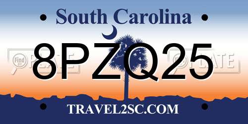 8PZQ25 South Carolina License Plate