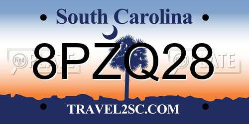 8PZQ28 South Carolina License Plate