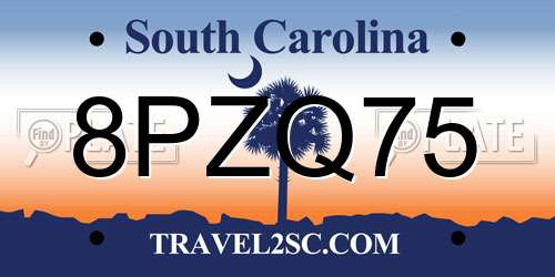 8PZQ75 South Carolina License Plate