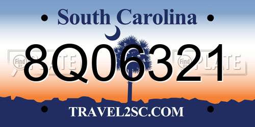 8Q06321 South Carolina License Plate