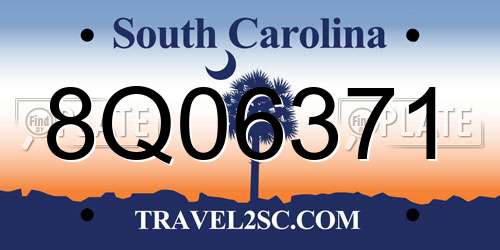 8Q06371 South Carolina License Plate