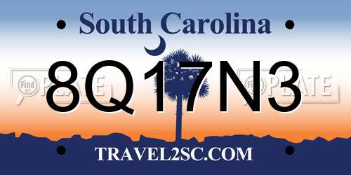 8Q17N3 South Carolina License Plate