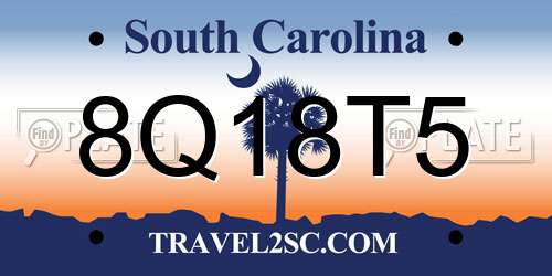 8Q18T5 South Carolina License Plate