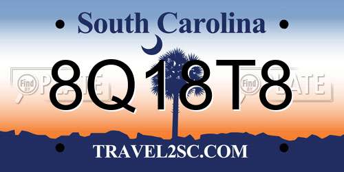 8Q18T8 South Carolina License Plate