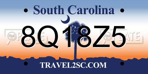 8Q18Z5 South Carolina License Plate
