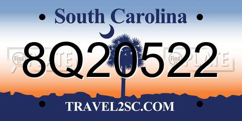 8Q20522 South Carolina License Plate