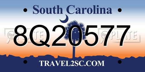 8Q20577 South Carolina License Plate