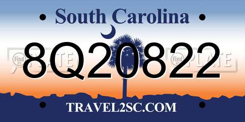 8Q20822 South Carolina License Plate