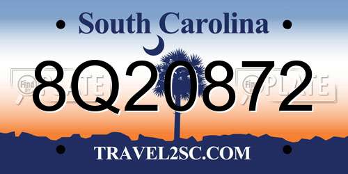 8Q20872 South Carolina License Plate