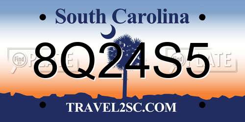 8Q24S5 South Carolina License Plate