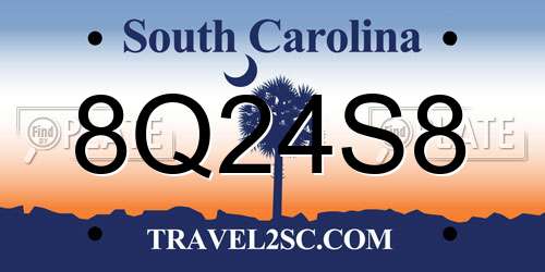 8Q24S8 South Carolina License Plate