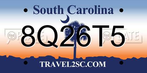 8Q26T5 South Carolina License Plate
