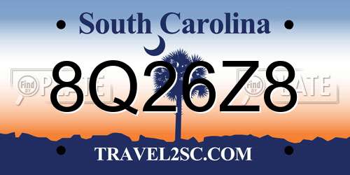 8Q26Z8 South Carolina License Plate