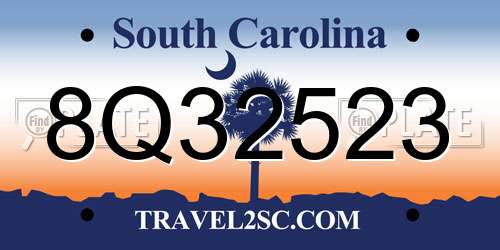 8Q32523 South Carolina License Plate