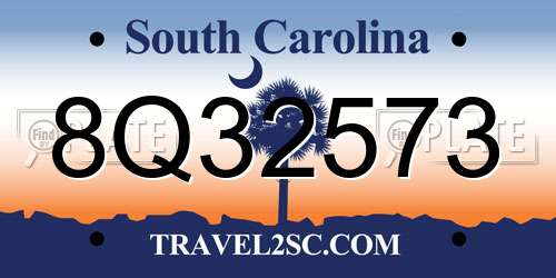 8Q32573 South Carolina License Plate