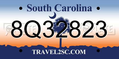 8Q32823 South Carolina License Plate