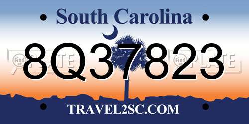 8Q37823 South Carolina License Plate