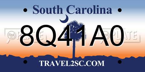 8Q41A0 South Carolina License Plate