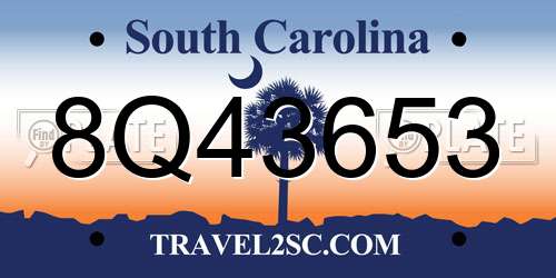 8Q43653 South Carolina License Plate