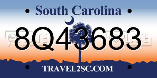 8Q43683 South Carolina License Plate