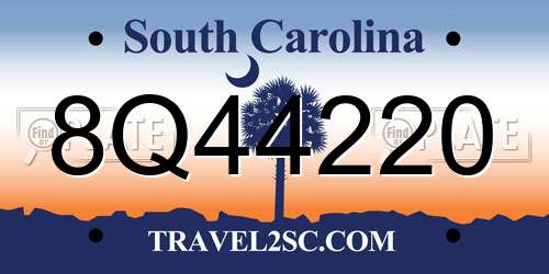 8Q44220 South Carolina License Plate