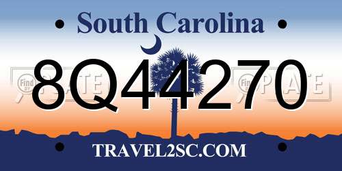 8Q44270 South Carolina License Plate
