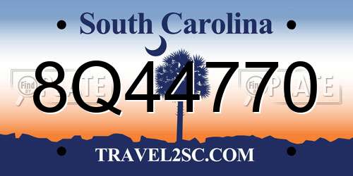 8Q44770 South Carolina License Plate