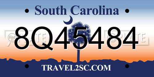 8Q45484 South Carolina License Plate