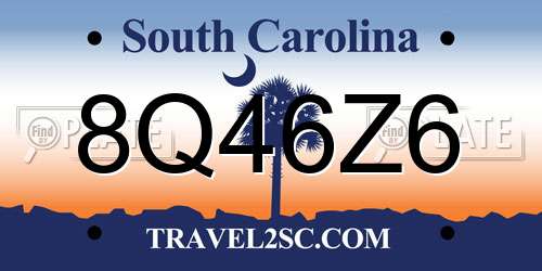 8Q46Z6 South Carolina License Plate