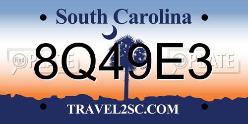 8Q49E3 South Carolina License Plate
