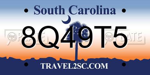 8Q49T5 South Carolina License Plate