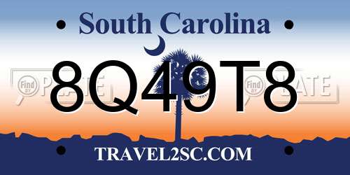 8Q49T8 South Carolina License Plate