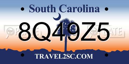 8Q49Z5 South Carolina License Plate