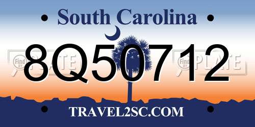 8Q50712 South Carolina License Plate