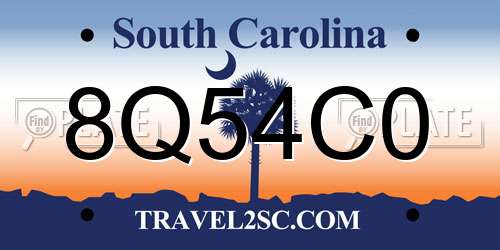 8Q54C0 South Carolina License Plate