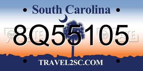 8Q55105 South Carolina License Plate