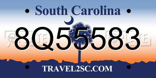 8Q55583 South Carolina License Plate